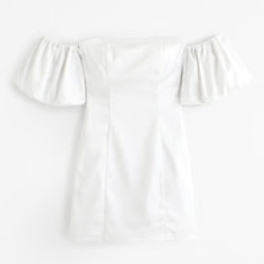 Bachelorette mini dress - mini satin with off the shoulder puff sleeves
